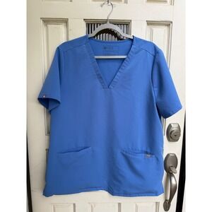 FIGS Technical Collection Ceil Blue PO #1616 V-Neck Scrub Top Womens Size XL